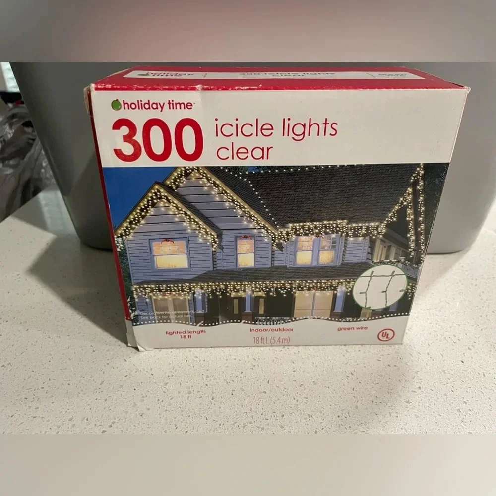 Holiday time 300 icicle lights clear indoor / outdoor use